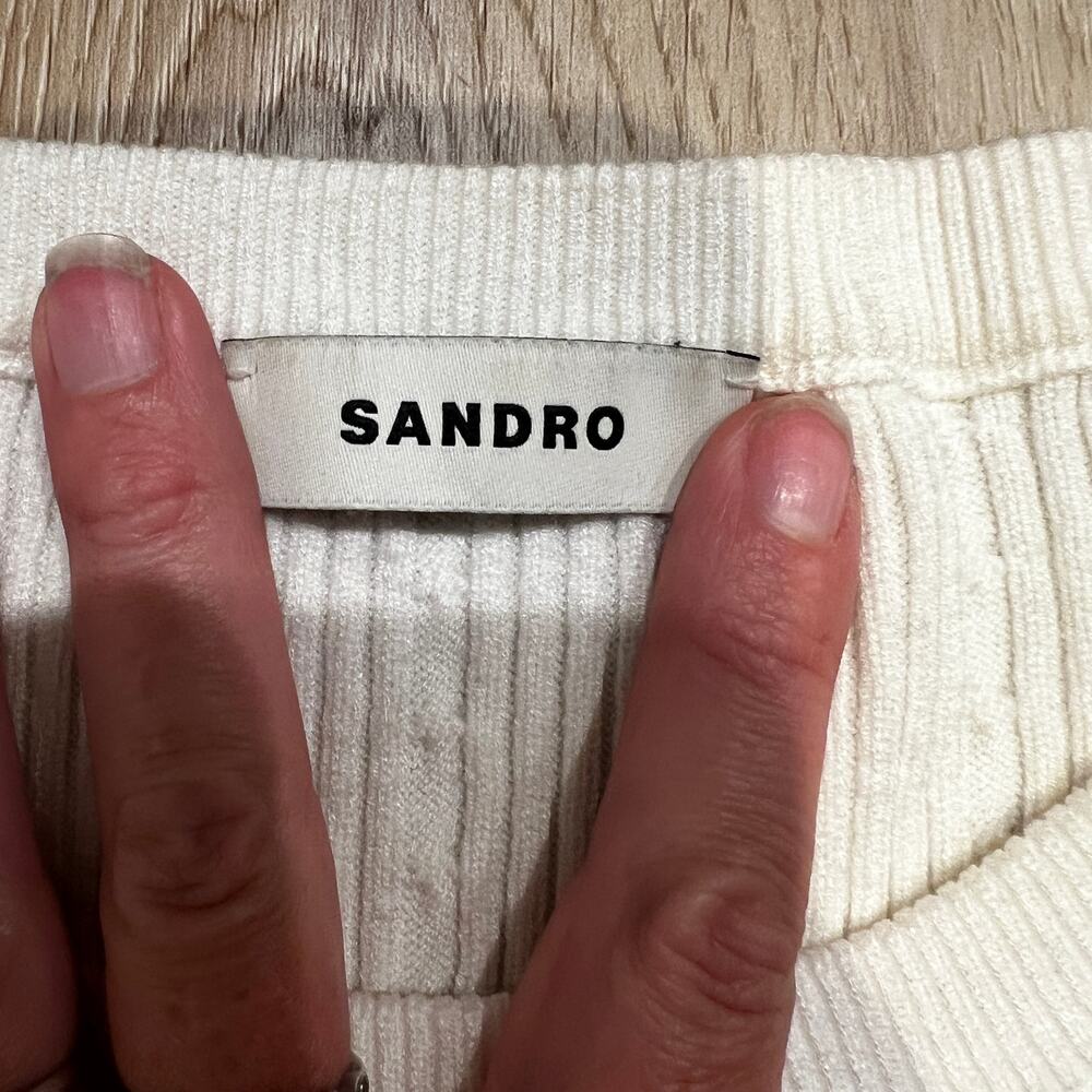 SANDRO Women's Dorian Cropped Sweater In Ecru - Picture 8 of 10